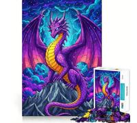Rompecabezas de dragón Morado en la Cima de la montaña para Adultos, 1000 Piezas, fortalece la Memoria, Actividad para el hogar, Bordes limpios, Regalo Festivo (38x26cm)