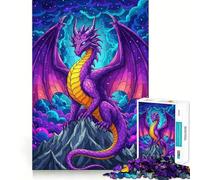 Rompecabezas de dragón Morado en la Cima de una montaña, 1000 Piezas, sólido, de lógica, Simple, Divertido, Corte de precisión, (50x75cm)