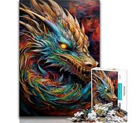 Rompecabezas de dragón psicodélico de 1000 Piezas para Adolescentes, Juegos educativos y decoración del hogar Regalos para Toda la Familia (38x26cm)