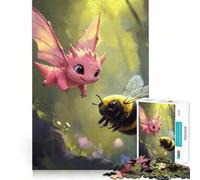Rompecabezas de dragón Rosa y Abeja para Adultos, 1000 Piezas, lógica Clara, Juguete, pasatiempo Tranquilo, Corte Perfecto, Regalo Elegante (38x26cm)