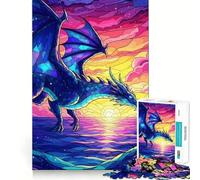 Rompecabezas de dragón sobre el Agua con vidrieras, 1000 Piezas para Adultos, para estimular la Memoria, para Pasar un Buen rato, para armar una Obra de Arte 38x26cm