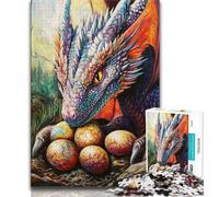 Rompecabezas de dragón Volador Colorido de 1000 Piezas para Adultos, Ideal para aliviar el estrés y Matar el Tiempo en casa, con póster a Juego y Hoja de Trivia de 75x50cm