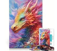 Rompecabezas de dragón y Flor arcoíris para Adolescentes, 1000 Piezas, estimula la Memoria, Suave, Relajante, Corte Liso, Regalo Elegante (50x75cm)