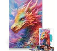 Rompecabezas de dragón y Flor arcoíris para Adultos, 1000 Piezas, Juego Inteligente, patrón Tranquilo y Relajante, Regalo increíble (38x52cm)