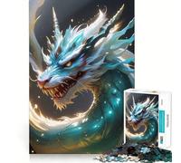 Rompecabezas de Dragones Blancos y Azules para Adultos 1000 Piezas Juego Think Boost Estructura de Encaje precisa fácil de Aprender diversión para Toda la Familia (50x75cm)
