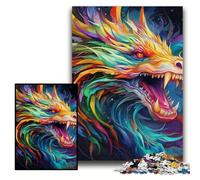 Rompecabezas de Dragones Chinos Coloridos para Adultos, 26x38cm, divertirse en Familia en Navidad, Acción de Gracias, cumpleaños y Pascua.