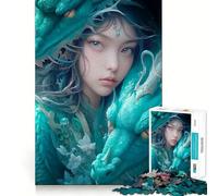 Rompecabezas de Dragones de Chicas Anime para Adolescentes,1000 Piezas,Mejora la Capacidad Mental,Juego,tamaño Uniforme,Piezas precisas,Actividad Nocturna Divertida en Familia (38x26cm)