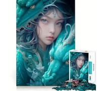 Rompecabezas de Dragones de Chicas Anime para Adultos,1000 Piezas,Juego para estimular la Mente,tamaño Uniforme,Piezas precisas,Ideal para Viajar, ejercitar la Mente (38x52cm)