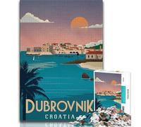 Rompecabezas de Dubrovnik de 1000 Piezas para Adolescentes, Juego de Preguntas y respuestas, decoración de Pared, cumpleaños y Navidad, 38x26cm