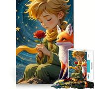 Rompecabezas de El Principito con Zorro y Rosa para Adolescentes, 1000 Piezas, para desarrollar la Memoria, Tiempo Libre, Bordes limpios, un Regalo Encantador 38x26cm