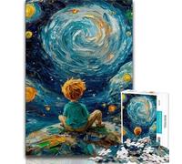 Rompecabezas de El Principito del Cielo Nocturno para Adolescentes, 1000 Piezas, Juguetes educativos, Juegos Familiares con póster y Hoja de Trivia 38x26cm