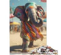 Rompecabezas de Elefante Abstracto, decoración única para el hogar, 100% cartón Reciclado, Ideal para niños o niñas, 1000 Piezas (26 x 38 cm)