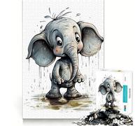 Rompecabezas de Elefante acuático de 1000 Piezas Juego de Habilidad Mental Ajuste Estable Sin Piezas Que se muevan Un pasatiempo Divertido para Fines de Semana Largos (50x75cm)