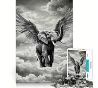 Rompecabezas de Elefante Alado en Cielo Nublado 1000 Piezas Juego cognitivo Divertido Troquelado de Alta precisión aliviar el estrés (38x52cm)