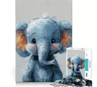 Rompecabezas de Elefante Azul pequeño para Adultos, 1000 Piezas, Juguete de lógica Mental, Suave y Relajante, Corte Firme, Lista de Deseos de Papá Noel 38x26cm