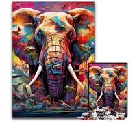 Rompecabezas de Elefante Colorido de 1000 Piezas. Rompecabezas Imposible para Adultos. Ideal para Adolescentes y coleccionistas. Regalo de Viaje. Actividad Familiar. 50x75cm/19,68x29,52 Pulgadas.