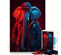 Rompecabezas de Elefante Cyberpunk neón de 1000 Piezas para Adultos, Regalo, Juego Mental, Juguete para Pasar Tiempo en Familia, Corte preciso, Sorpresa de cumpleaños (50x75cm)