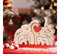 Rompecabezas de elefante de madera personalizado. Somos una familia. Escultura con nombre personalizado. Decoración de madera única. Regalo para mam
