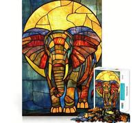 Rompecabezas de Elefante de vidrieras de 1000 Piezas para Adolescentes Puzzle Wise Think Toy Simple Fun Tight Cut Santa Wish Pick 50x75cm