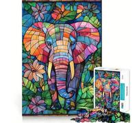 Rompecabezas de Elefante de vitral para Adolescentes, 1000 Piezas, estimula la Memoria, se relaja, Bordes precisos, Regalo increíble 38x52cm