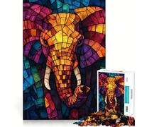 Rompecabezas de Elefante de vitral para Adolescentes, 1000 Piezas, Juguete cognitivo, pasatiempo Tranquilo, Borde Premium, 50x75cm