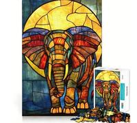Rompecabezas de Elefante de vitral para Adolescentes, 1000 Piezas, Juguete para ejercitar la Mente, fácil y Divertido de armar, Regalo entrañable 38x52cm