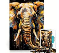 Rompecabezas de Elefante Dorado Vibrante de 1000 Piezas,Juguete Creativo para desarrollar la Habilidad,componentes Resistentes y de Corte Limpio,Ideal para Viajar,Juego Mental,Regalo (38x26cm)