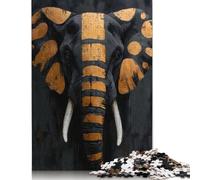 Rompecabezas de Elefante Dorado y Negro con imágenes Personalizables. 100% cartón Reciclado Adultos y Adolescentes. 1000 Piezas (75 x 50 cm).