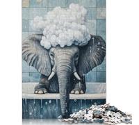 Rompecabezas de Elefante en el baño, Juego de Bricolaje, Rompecabezas Rectangular de Papel para Regalo de cumpleaños de niño o niña, 1000 Piezas (26 x 38 cm)