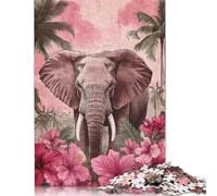 Rompecabezas de elefante en un paraíso tropical: actividad divertida para el hogar. Rompecabezas de cartón premium para adultos y adolescentes. Regalos para el Día del Padre. 1000 piezas (75 x 50 cm).