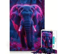 Rompecabezas de Elefante neón para Adolescentes, 1000 Piezas, Juego Inteligente, Relajante, para armar, un Regalo Encantador (38x52cm)