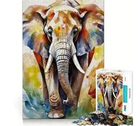 Rompecabezas de Elefante Pintado con Acuarela 1000 Piezas para desarrollar la Memoria con Bordes Lisos y Encaje Forma Divertida de llenar Las Horas Libres (38x52cm)