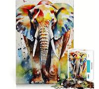 Rompecabezas de Elefante Pintado con Acuarela para Adolescentes 1000 Piezas Divertido Juego de Memoria Superficie Lisa sin Rebabas Regalo de cumpleaños Juguete para ejercitar la Mente (38x26cm)