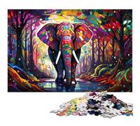 Rompecabezas de Elefante psicodélico de 1000 Piezas, desafiante Rompecabezas, Actividad Familiar, decoración del hogar, Regalo navideño, 50x75cm/19,68x29,52 Pulgadas