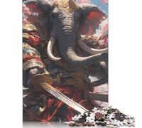 Rompecabezas de Elefante samurái japonés, Divertido Rompecabezas de cartón Premium para niños y niñas, 1000 Piezas (75 x 50 cm)