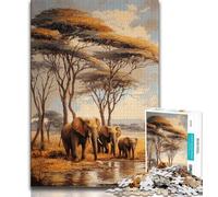 Rompecabezas de Elefantes africanos para Adolescentes, Juguetes desafiantes Cada Pieza es única Diversión Familiar desafiante (50x75cm)