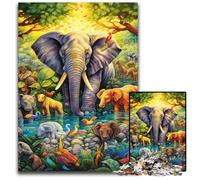 Rompecabezas de Elefantes de Arte para Adultos, 1000 Piezas de Madera, desafiante Rompecabezas para Adolescentes, diversión Familiar de 50x75cm/19,68x29,52 Pulgadas.