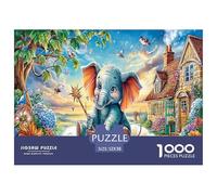 Rompecabezas de Elefantes de Dibujos Animados para Adultos: Elefante bebé con Taza para Adultos, Adolescentes y Personas Mayores, Gran Regalo, 52 x 38 cm/1000 Piezas