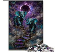 Rompecabezas de Elefantes misteriosos para Adultos 1000 Piezas, Juguetes educativos para familias con póster y Hoja de Trivia (50x75cm)