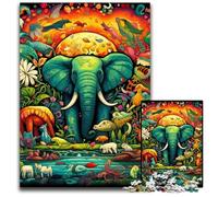 Rompecabezas de Elefantes para Adultos, 1000 Piezas, Familiares y Amigos, Apto para Mayores de 14 años, 50x75cm/19,68x29,52 Pulgadas.