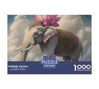 Rompecabezas de Elefantes para Adultos: Elefante en Las Nubes de Large Lotus para Toda la Familia, Mujeres, Hombres, 38 x 26 cm (1000 Piezas)