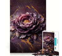 Rompecabezas de Elegancia Floral en Morado y Dorado para Adolescentes, 1000 Piezas, Juguete de lógica Resistente, Tranquilo, de Bordes definidos, Regalo Elegante (38x26cm)