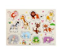 Rompecabezas de encastre de madera, Baby Puzzle para Bebés de Madera, Juegos de Madera compuestos por Rompecabezas de Animales de la Selva, Juguetes Montessori 1 año, 2 y 3 años