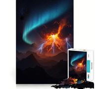 Rompecabezas de erupción volcánica con Aurora Boreal 1000 Piezas Diversión para ejercitar la Mente Componentes Resistentes y de Corte Limpio Un Entretenimiento cautivador para Disfrutar en casa