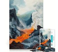 Rompecabezas de erupción volcánica de 1000 Piezas Juguete de construcción Focus Ajuste Firme Montaje Seguro Juguete de Entretenimiento para Interiores (38x26cm)