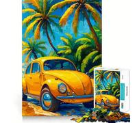 Rompecabezas de Escarabajo Amarillo en Playa Tropical para Adultos,1000 Piezas,estimulación Mental,Juego de Corte preciso,alineación, Actividad para Fortalecer los Lazos Familiares (38x52cm)