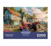 Rompecabezas de escena de tractor rústico 1000 piezas rompecabezas estilo granja rural vintage juego de rompecabezas familiar divertido mientras aprende cartón 100% reciclado para adultos 70x50cm/1000