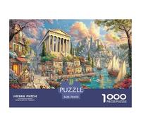 Rompecabezas de Escena Portuaria Antigua para Adultos y niños | 1000 Piezas detalladas - Ciudad Costera Griega Antigua, Papel Reciclado, decoración de Pared y Regalos (70 x 50 cm/1000 Piezas)