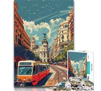 Rompecabezas de escenas callejeras de Madrid para Adolescentes, Juego desafiante, Cada Pieza es única, Divertido Juego Familiar de 38x26cm