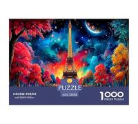 Rompecabezas de escenas de Amor en París para Adultos: Coloridos Juegos educativos nocturnos de la Torre Eiffel para Toda la Familia (52 x 38 cm, 1000 Piezas)